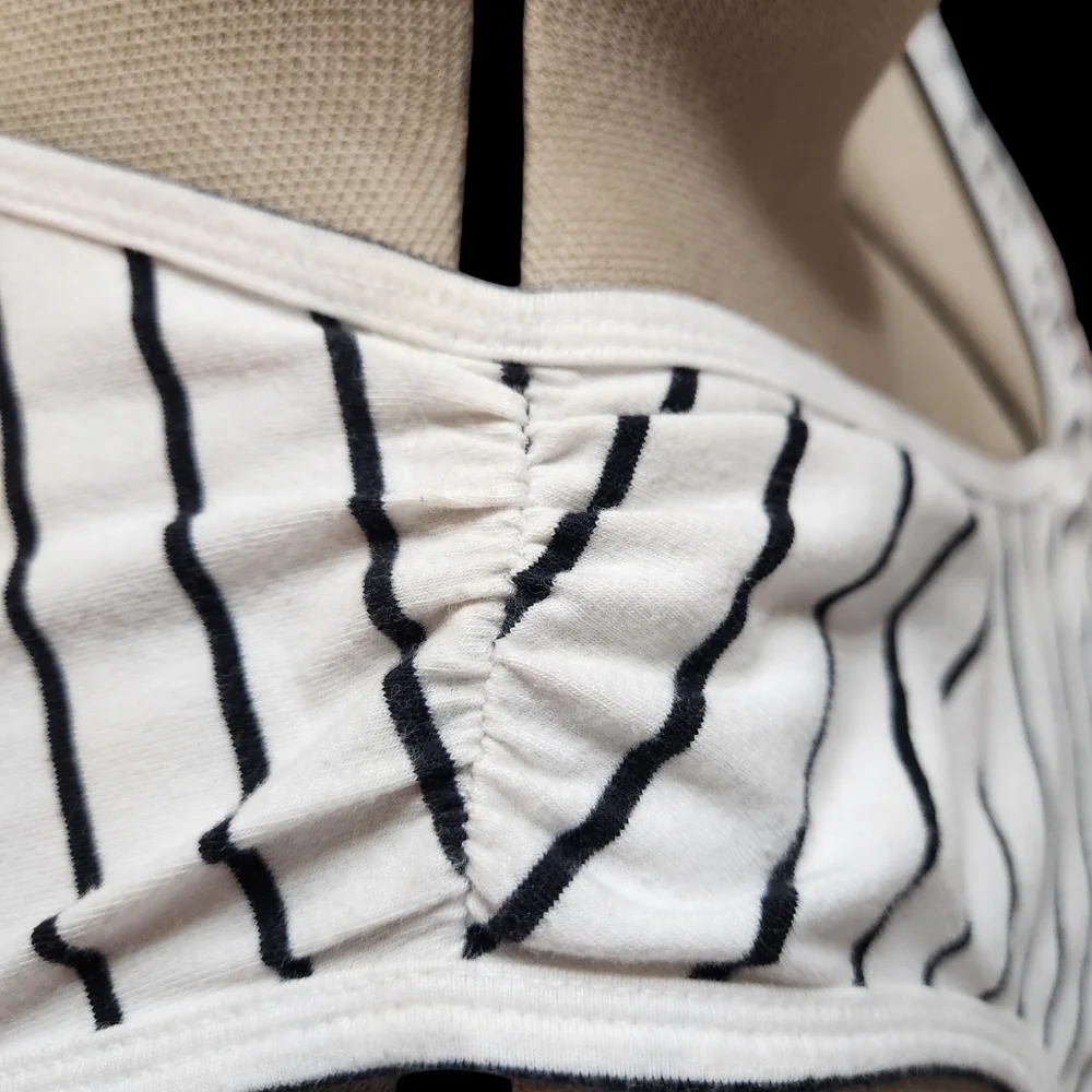 Lane Bryant v-neck sleeveless white t-shirt with small black stripes